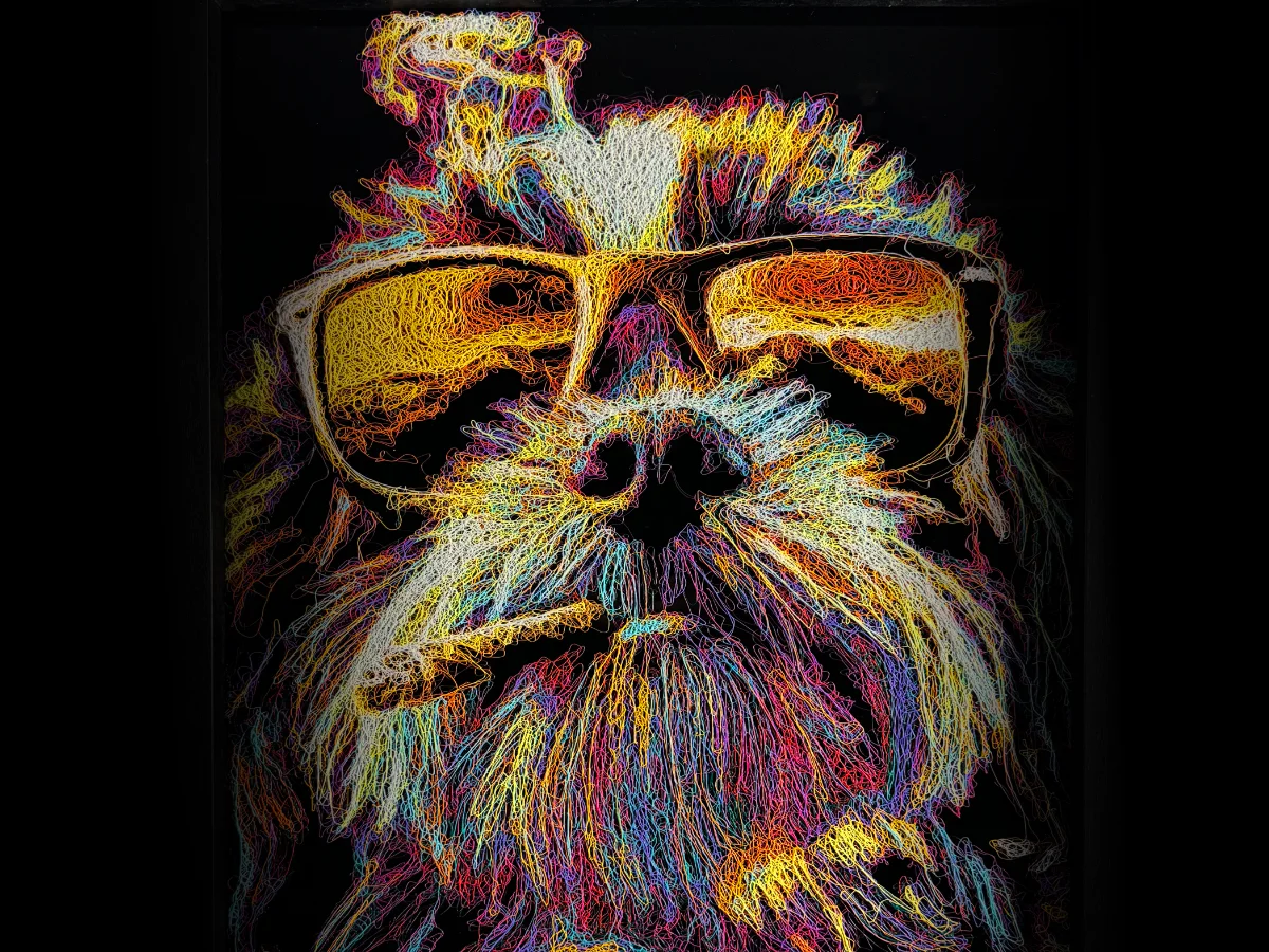 Terrier dog smoking a cigar wearing sunglasses