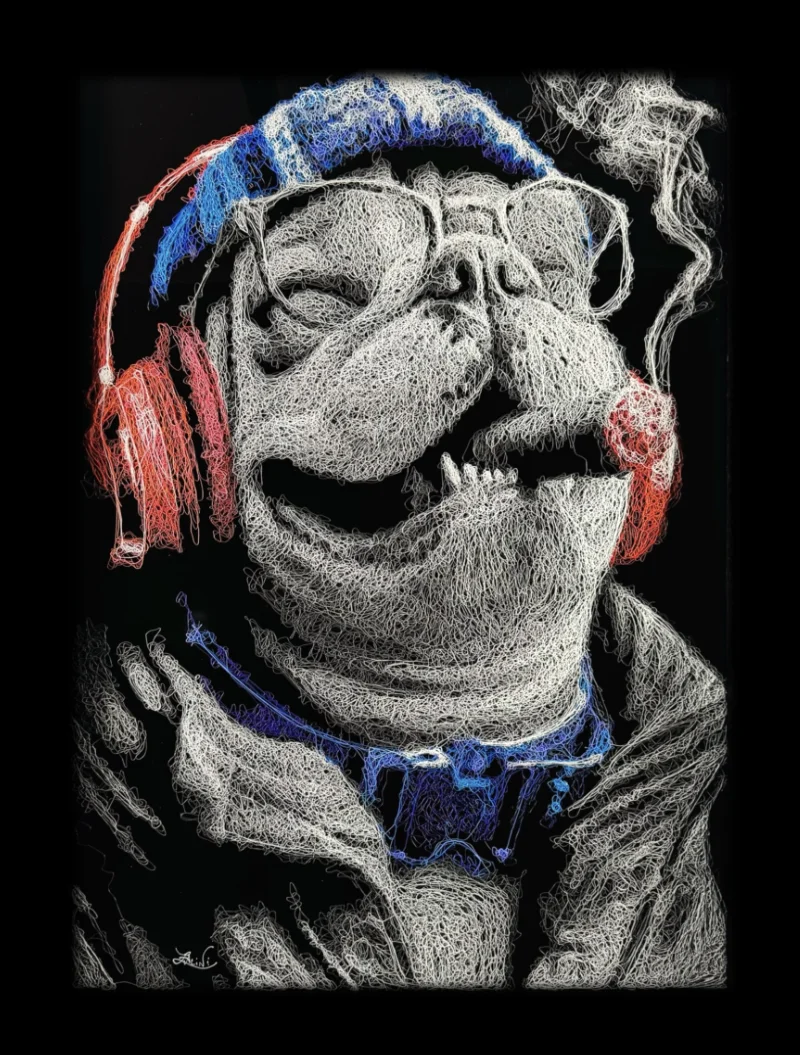 Bulldog smoking a cigar