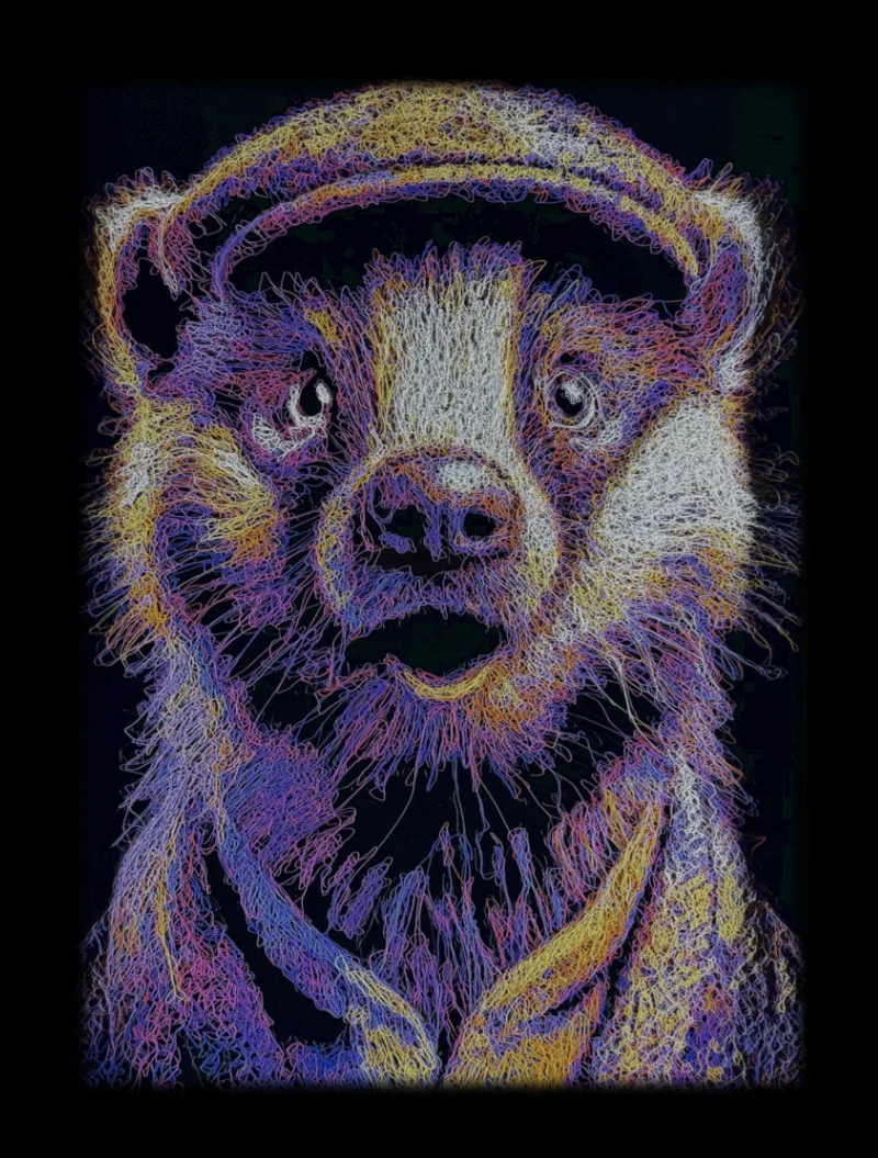 Surprised badger wearing flat cap