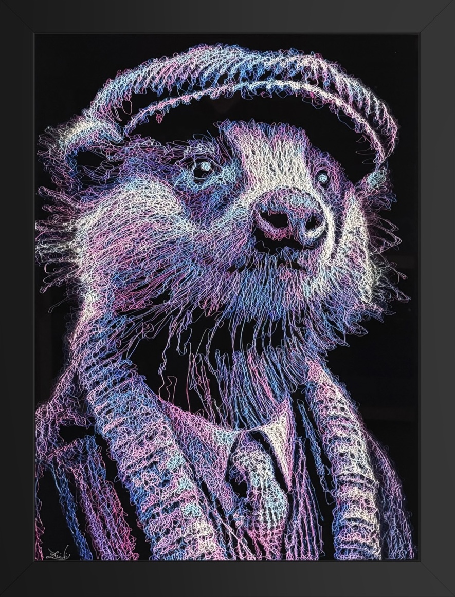 Badger Painting in pink and blue